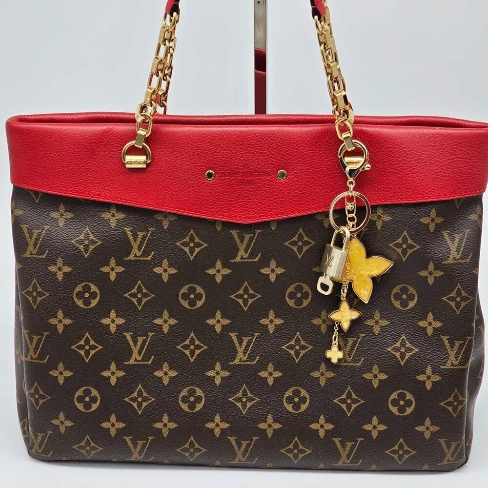 Authentic LV Gold Padlock & Key Set ✨ Luxury Bag Charm w/ Unbranded Flower Charm